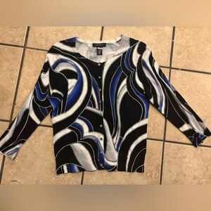 White House Black Market Monochrome Patterned Top